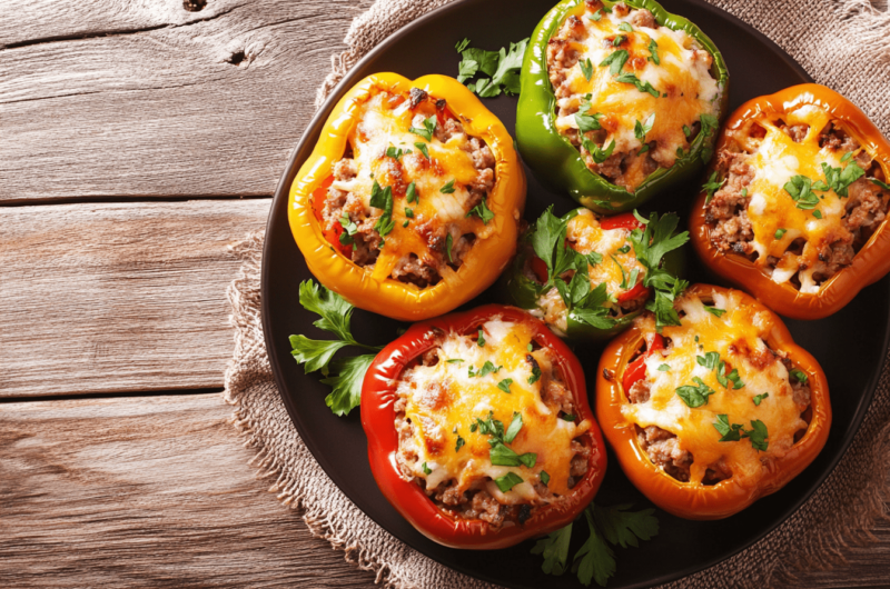 Turkey and Spinach Stuffed Bell Peppers